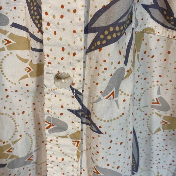 PacSun Men's White Floral Grey Short Sleeve Button Down Shirt Sz XL - Picture 3 of 7